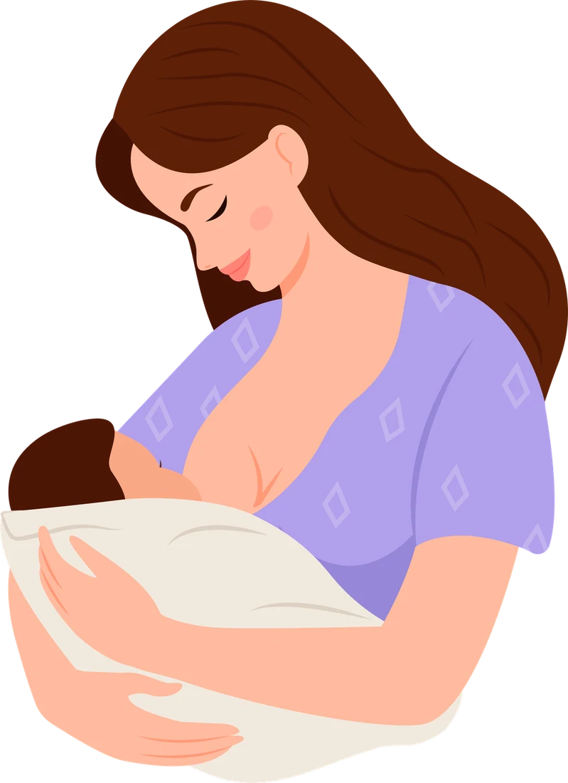 Illustration of a mother breastfeeding her newborn